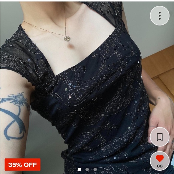 Sequin square neck top - Picture 2 of 3